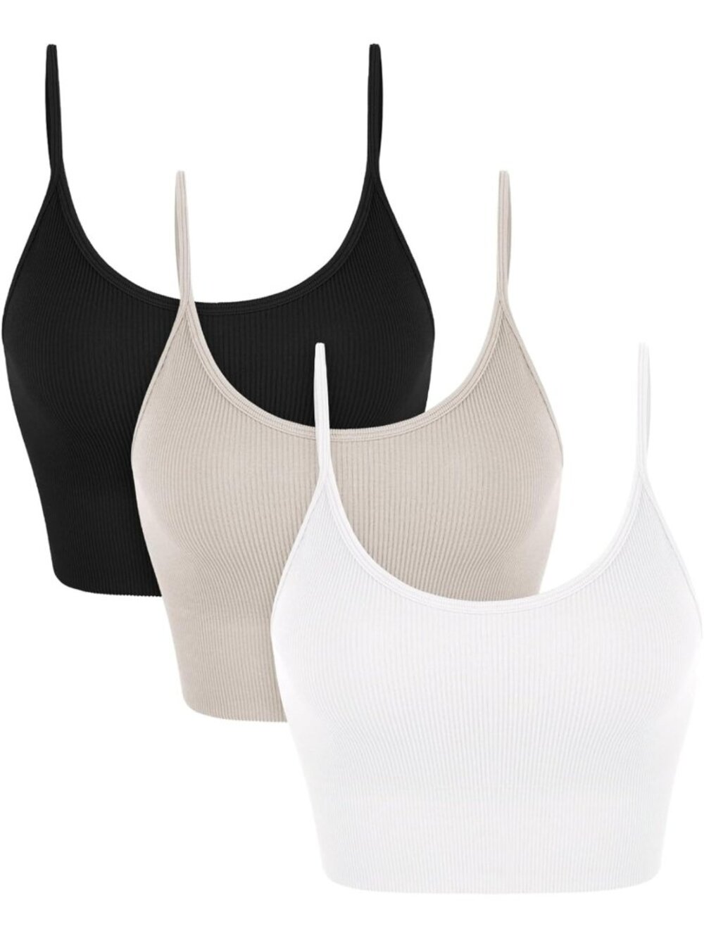 Seamless Ribbed Sports Bra for Women - Non-Padding Yoga Crop Tank Top